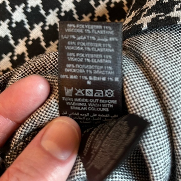 Houndstooth Pencil Skirt, Midi Length Black and White Jersey Knit Midi Skirt, 6 - Picture 4 of 9